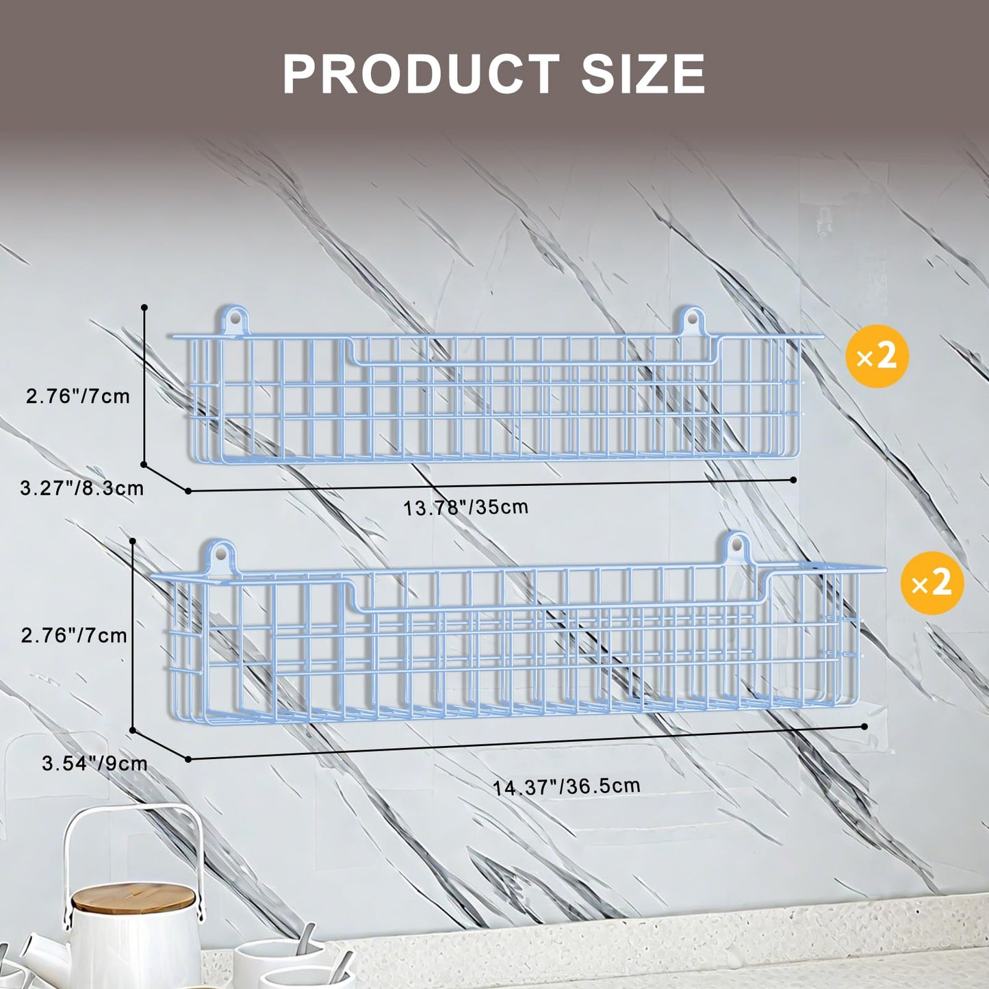 Spice Rack Organizer Wall Mount, Spice Organization Storage Shelf for Cabinet Door, 2 Packs Wall Spice Rack Saving Space for Kitchen, Black