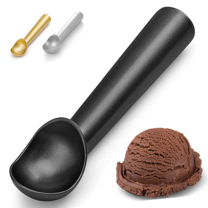 CUNSENR 7 inch Ice Cream Scoop - One-Piece Nonstick Aluminum Ice Cream Scooper - Professional Metal Ice Cream Spoon - Durable, Easy to Use & Clean - Lightweight Cookie Spoon - Scoop Ice Cream (Black)