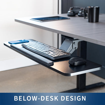 VIVO Adjustable Computer Keyboard & Mouse Platform Tray Ergonomic Under Table Desk Mount Drawer Underdesk Shelf (MOUNT-KB03B)
