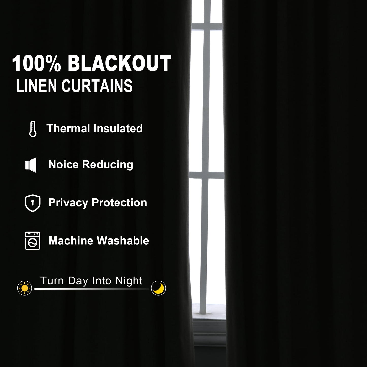 Joywell Cream Linen 100% Blackout Curtains 84 Inch Long, Rod Pocket/Back Tab/Hook Belt/Clip Rings,Thermal Insulated Drapes for Bedroom Living Room Ivory with Hooks(2 Panels,52 x 84,Natural Beige)