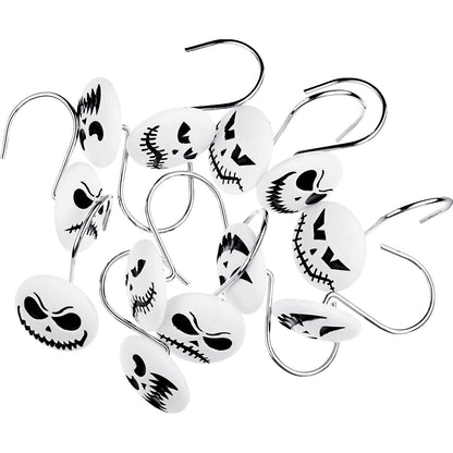 Jetec 12 Pcs Skull Shower Curtain Hooks Halloween Shower Rings Decorative Skeleton Curtain Hook Rings Stainless Steel Bathroom Hooks with Skull Decor for Home Halloween(Cool Style)