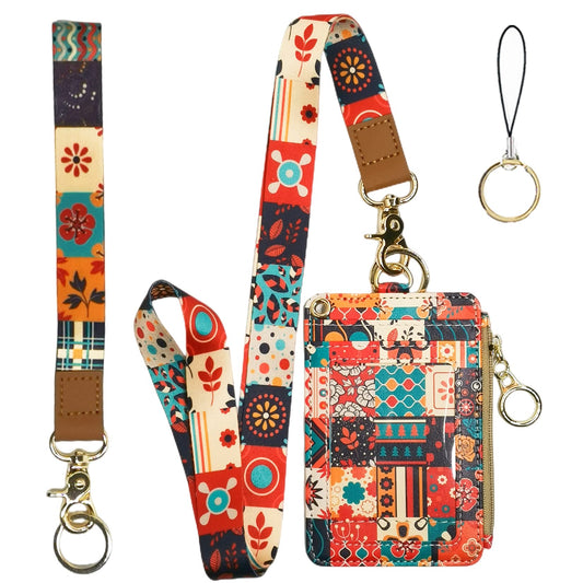Lanyard Wallet,Wallet Lanyard,lanyards for id Badges,lanyards for id Badges for Women,Lanyard Wallet for Women,Fashion Badge Holder with Zipper（Colorful）