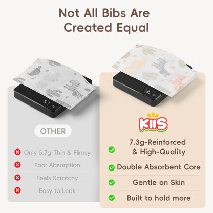 KIIS Disposable Baby Bibs for Baby Boys and Girls - Individually Packaged - Hygienic, Soft and Leakproof (20 PCS) (Animal)