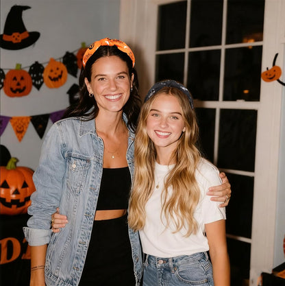 Huachi Halloween Headbands for Women Girls, Boo Pumpkin Skeleton Candy Knotted Headband 4PCS, Halloween Hair Accessories Gifts