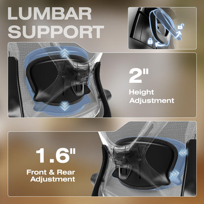 ELABEST X100 Ergonomic Office Chair with Footrest, Big and Tall Home Desk Chair with 5D Flip-Up Arms, Adjustable 3D Adaptive Lumbar Support,High Back Rolling Computer Chair, Swivel Gaming Mesh Chairs