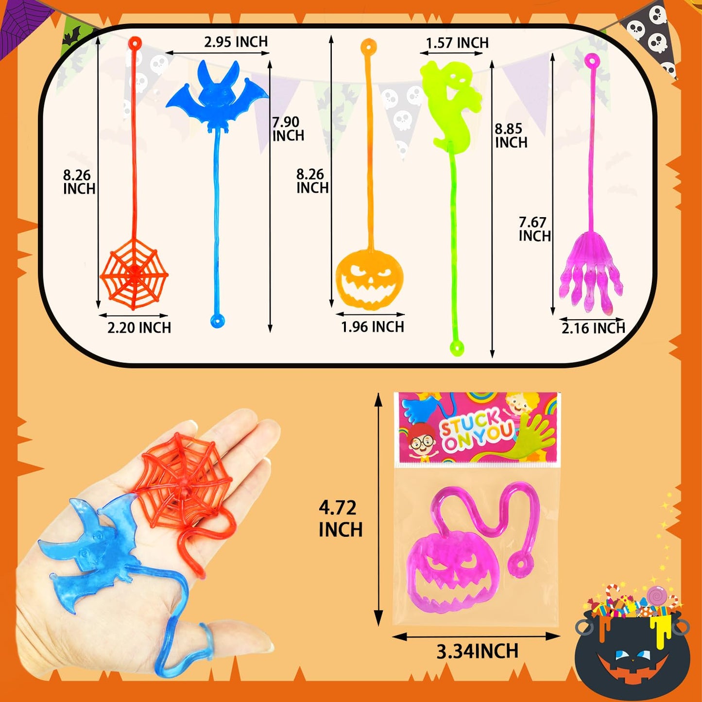 20 PCS Halloween Sticky Hands Party Favors Toys Gifts for Toddlers,Halloween Treats Non Candy for Kids,Boo Trick or Treat Basket Goodie Bag Stuffers Fillers,Classroom Prizes Trinket Decor for Boy Girl