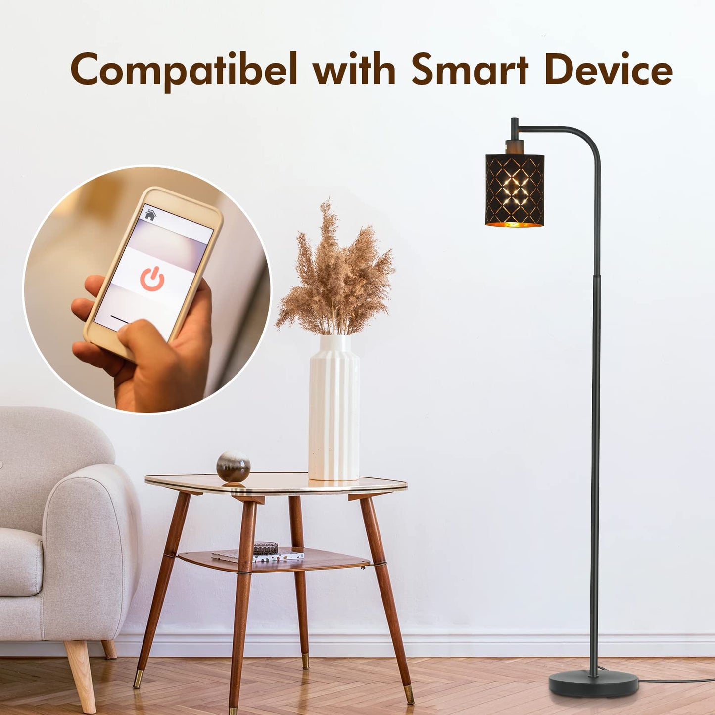 Gothic Floor Lamp with Laser-Cutout Lampshade, LED Standing Lamp for Living Room & Bedroom, 67 Inch Black Arc Modern Farmhouse Lamp with Foot Switch, E26 Base Socket, Perfect for Magic Decor Lamps