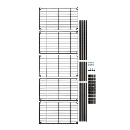 Amazon Basics 3-Shelf Adjustable Heavy Duty Steel Wire Rack Storage Shelving Organizer for Kitchen, Garage, 23.2" L x 13.4" W x 30" H, Black