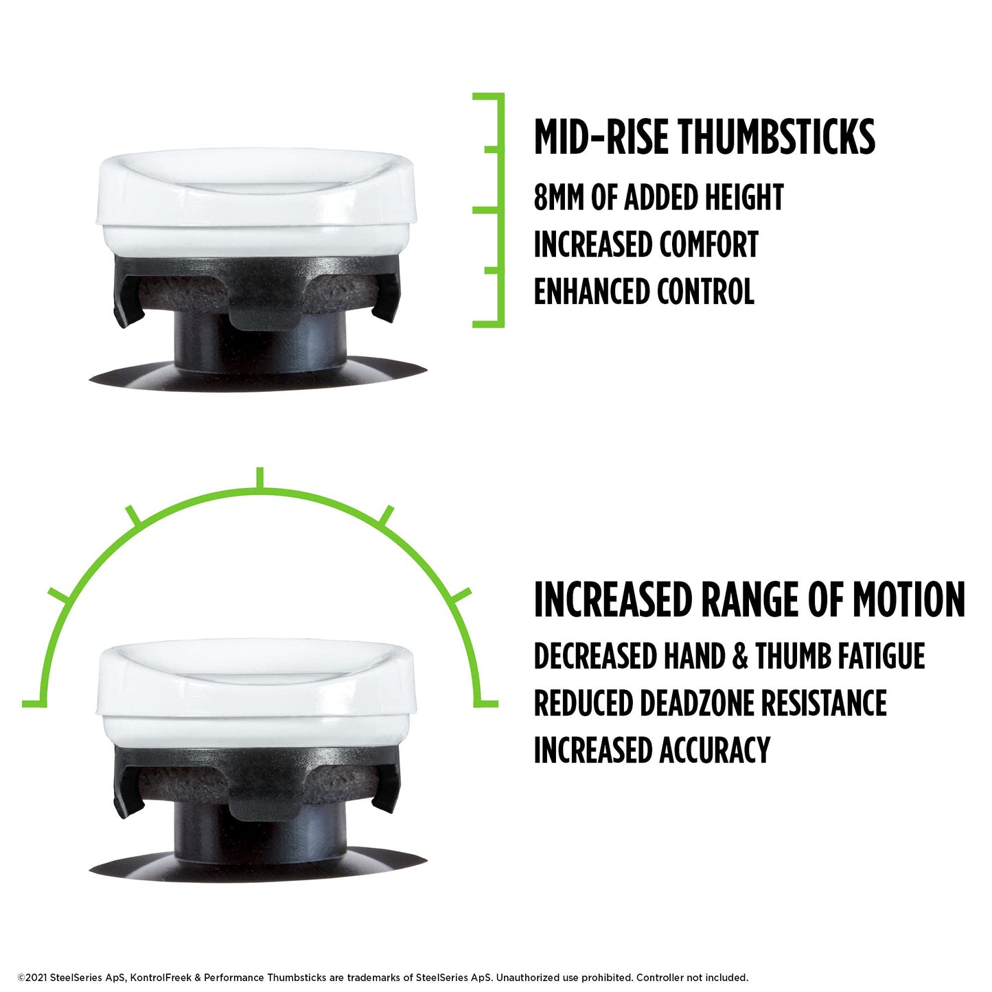 KontrolFreek CQC Rush for Xbox One and Xbox Series X Controller | Performance Thumbsticks | 2 Mid-Rise Concave | White