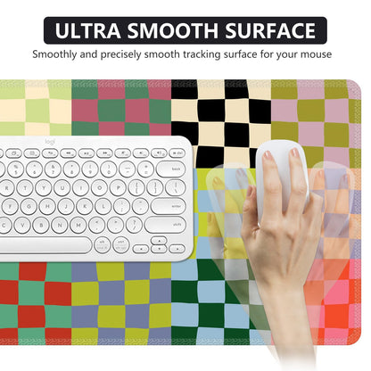iCasso Checkered Desk Mat, Cute XXL Large Mouse Pad for Desk, Anti-Slip Big Mousepad with Stitched Edges, Keyboard Mat for Computer Desktop (Retro Checkered)