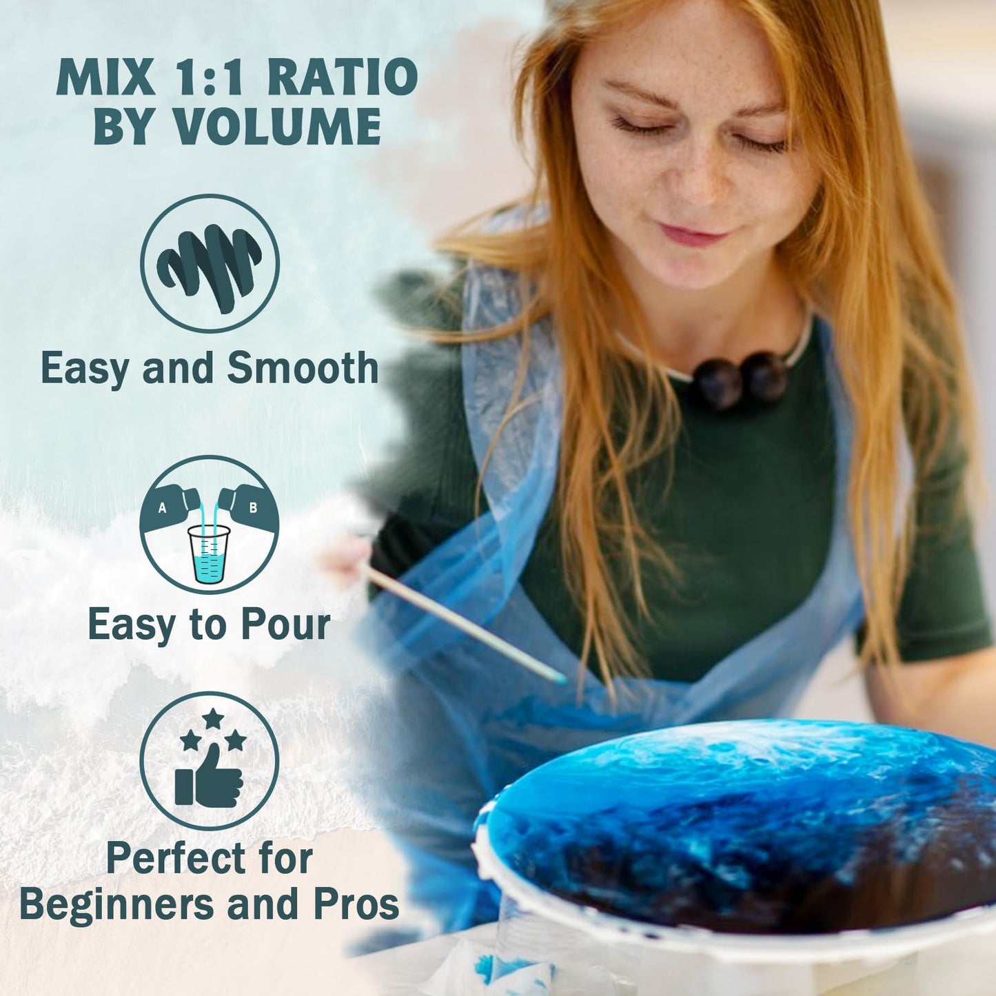 IGaiety Epoxy Resin 32 OZ, Epoxy Resin Kit, Crystal Clear Resin Not Yellowing Epoxy Kit Self-Leveling & Bubble-Free for Beginner Coating Casting DIY Jewelry Making Art Crafts (16 OZ+16 OZ)