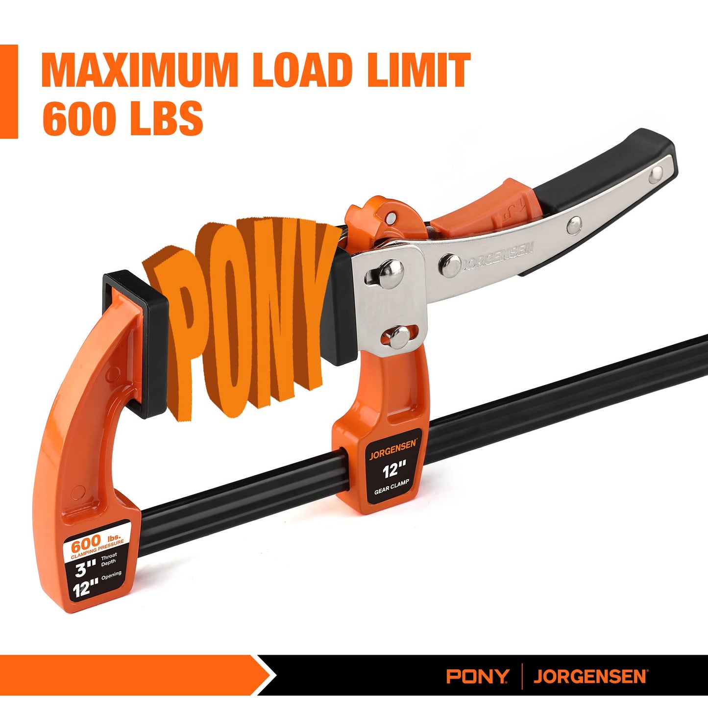 Jorgensen 12-inch Bar Clamp Set, Bar Clamp for Woodworking, Quick Release Gear Clamp with 600 lbs Load Limit - 2 Pack