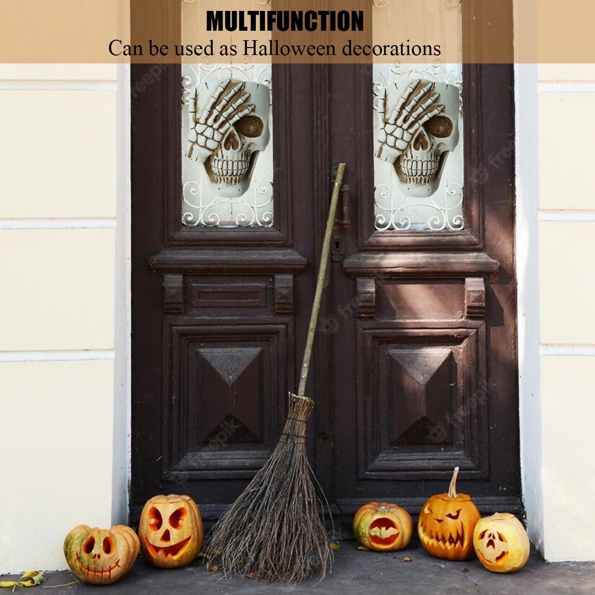 Dolkgy Skull Wall Planter for Home Décor, Resin Skeleton Gothic Planter for Indoor Outdoor Plants Decorations, White Hanging Skull Vase Unique Spooky Face Flower Pot Head Planters