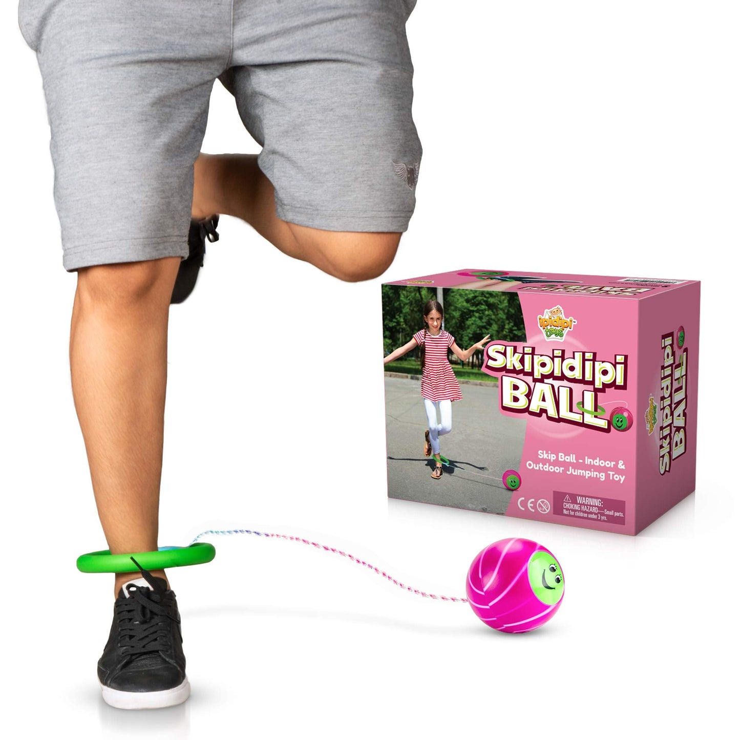 IPIDIPI TOYS Ankle Toy - Pink Retro Jumping Hopper, Ankle Jump Rope Skip Ball, Improve Coordination, Fun Exercise Playground - Best Retro Birthday Gift for Kids Ages 5-12