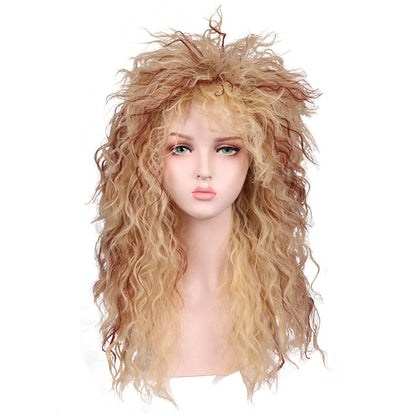 FantaLook Women Long Curly 80s Blonde with Reddish Brown Cosplay Wig