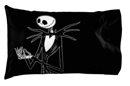 Jay Franco Kids Sheet Set with Fitted, Flat Sheets & Pillow Cover - Ultra-Soft Bedding with Pillowcase for Room Decor, White - Nightmare Before Christmas, 4 Piece Queen