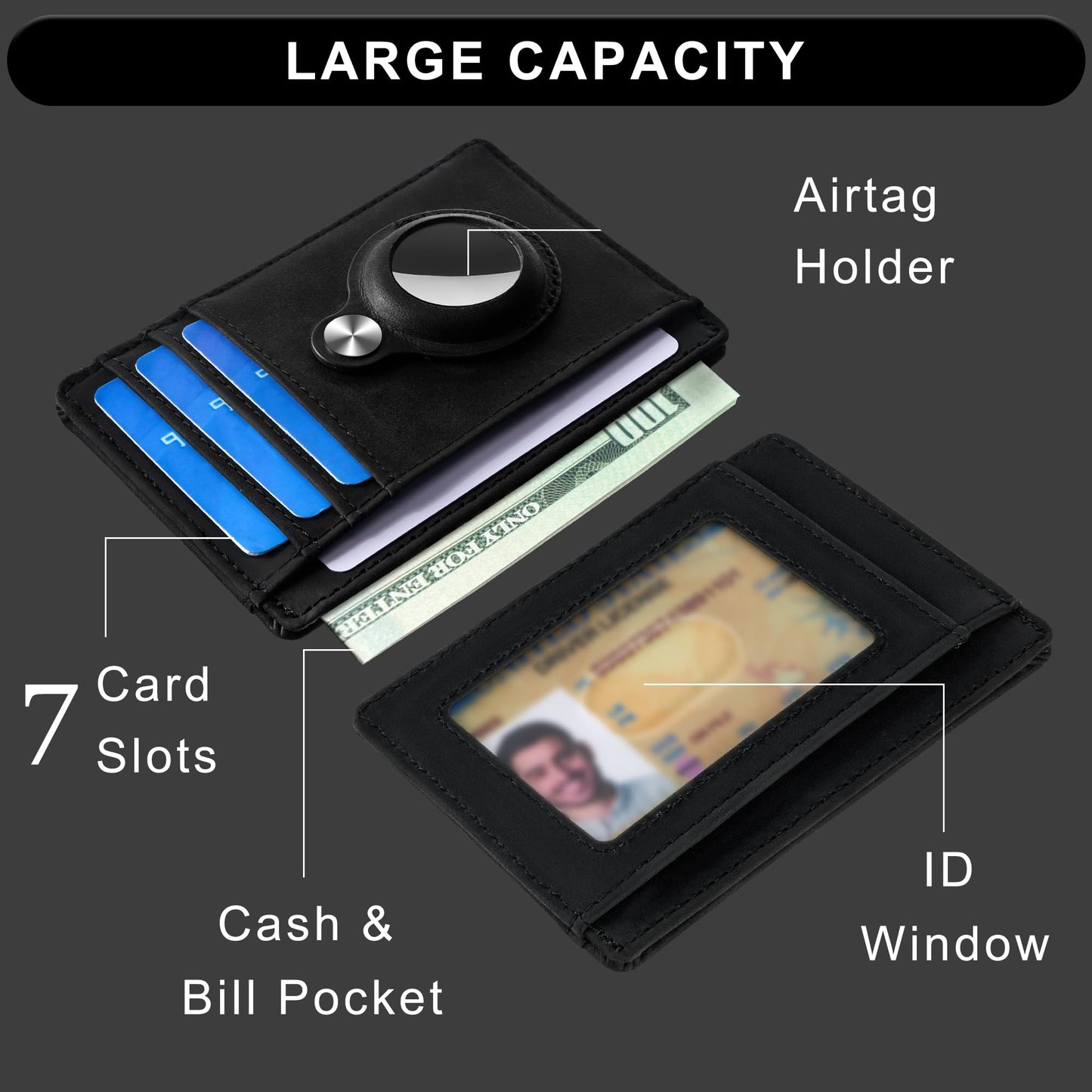 Hawanik Slim Minimalist Front Pocket Air Tag Wallet, RFID Blocking Card Holder Wallet with Airtag Holder