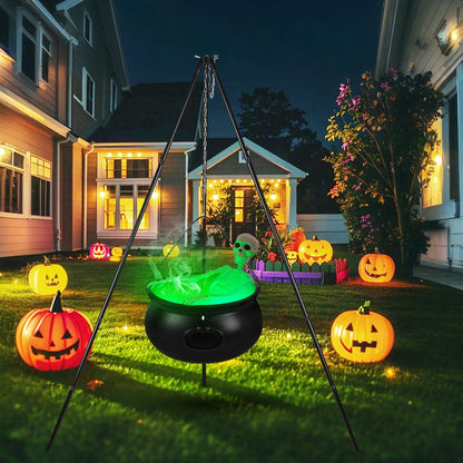 Halloween Decorations Outside - Large Witches Cauldron on Tripod with Skeleton & Fog Maker - Skeleton Halloween Party Decor for Outdoor Yard Home Porch