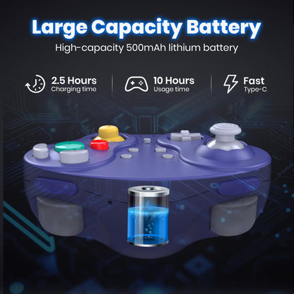 2.4 GHz Wireless GameCube Controller Switch Online Controller, USB Receiver & NGC Receiver, Compatible with Windows PC iOS Mac Raspberry Pi, GameCube/Switch - (Rechargeable) (Plug and Play) Indigo