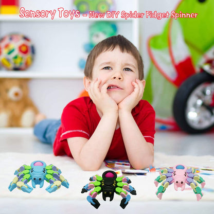 Fidget Toys for Kids and Adults,4 Pcs Transformable Fidget Spinners for Boys Girls, Pop Sensory Fidget Spider Toys, Birthdays Gifts Party Favors for Autism Kids Travel Stocking Stuffers