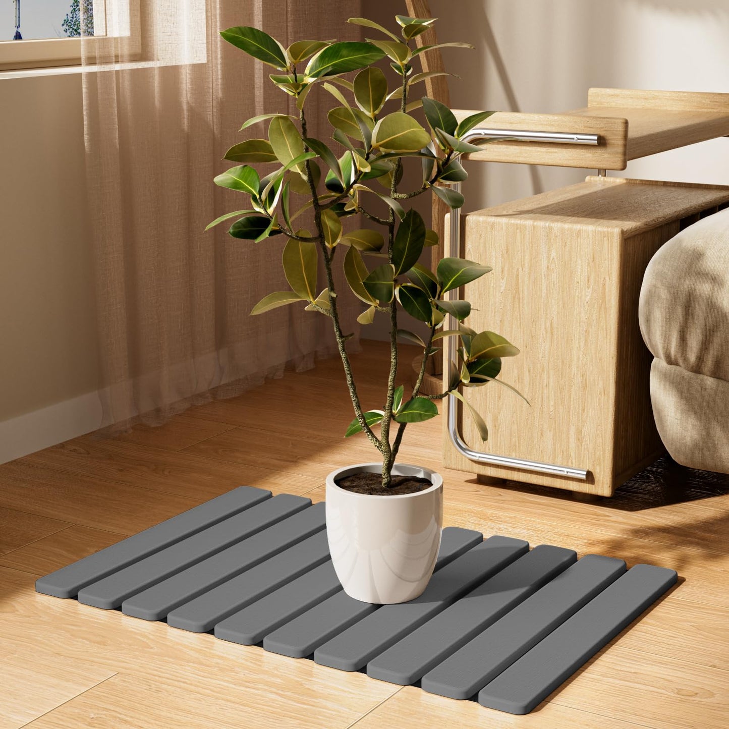 Foldable Stone Bath Mat, Quick Dry Stone Drying Mats for Bathroom, Super Absorbent Bath Stone Mat, Non Slip, Large Diatomaceous Earth Dish Drying Mats for Kitchen Counter 23.5 x 15.4in, Dark Gray