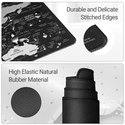 KMLVILE World Map Gaming Mouse Pad Large,XL Desk Pad Computer Game Desk Mat for Keyboard and Mouse with Non-Slip Base,Stitched Edges,Waterproof Mousepad for Gamer,Office &Home(Black,31.5" x 11.8")