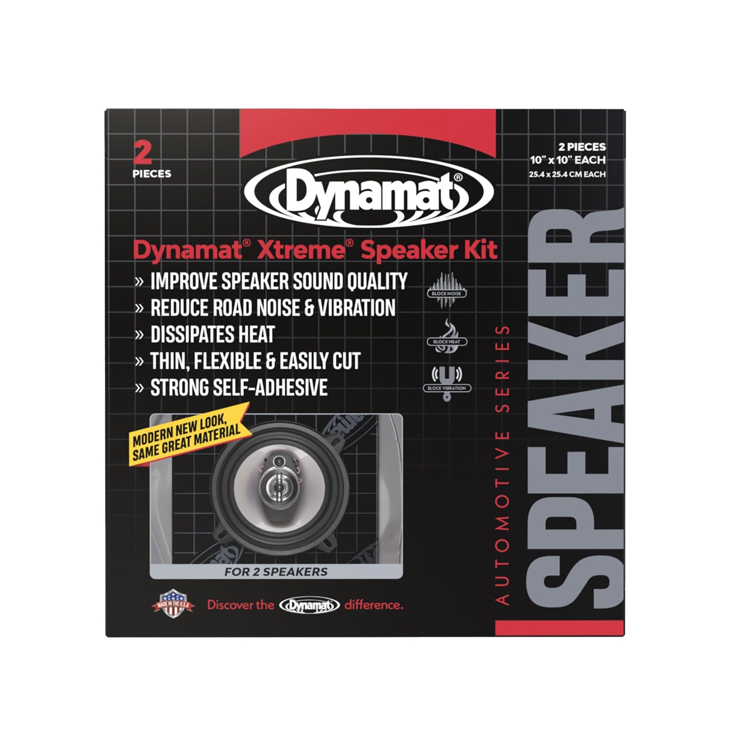Dynamat Xtreme Sound Deadening Car Insulation Speaker Pack 10415 – Pre Cut Noise Dampening Kit for Audio Speakers – Easy Self Adhesive Install – Made in USA – 2 Sheets 10”x10” Each, 1.4 sq ft total