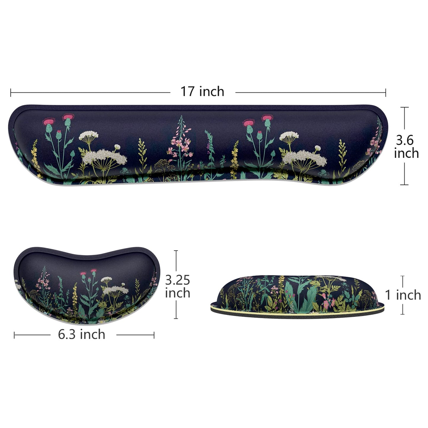 Dapesuom Enlarge Keyboard Wrist Rest, Memory Foam Wrist Cushion for Desk Mat Support, Cute Pain Relief Keyboard Mouse Pad Rests Set with Non-Slip Base for Gaming Laptop Office Computer, Elegant Flower