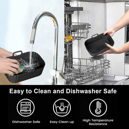 PINTAUR Silicone Air Fryer Liners 2 Pack, Reusable Liners Compatible for Ninja Foodi DZ201, DZ401, DZ550, COSORI, Chefman, Instant Air Fryer, and 6-in-1 8-10QT Air Fryer Baskets