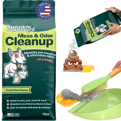 Dog Pee Cleaner | Pet Accident Cleanup Powder | Vomit Cleanup Kit for Hard Surfaces | Puppy Potty Training Aid | Dog Diarrhea Accident Absorbent | Non-Toxic Odor Remover