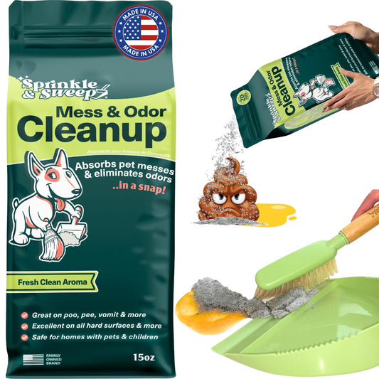 Dog Pee Cleaner | Pet Accident Cleanup Powder | Vomit Cleanup Kit for Hard Surfaces | Puppy Potty Training Aid | Dog Diarrhea Accident Absorbent | Non-Toxic Odor Remover