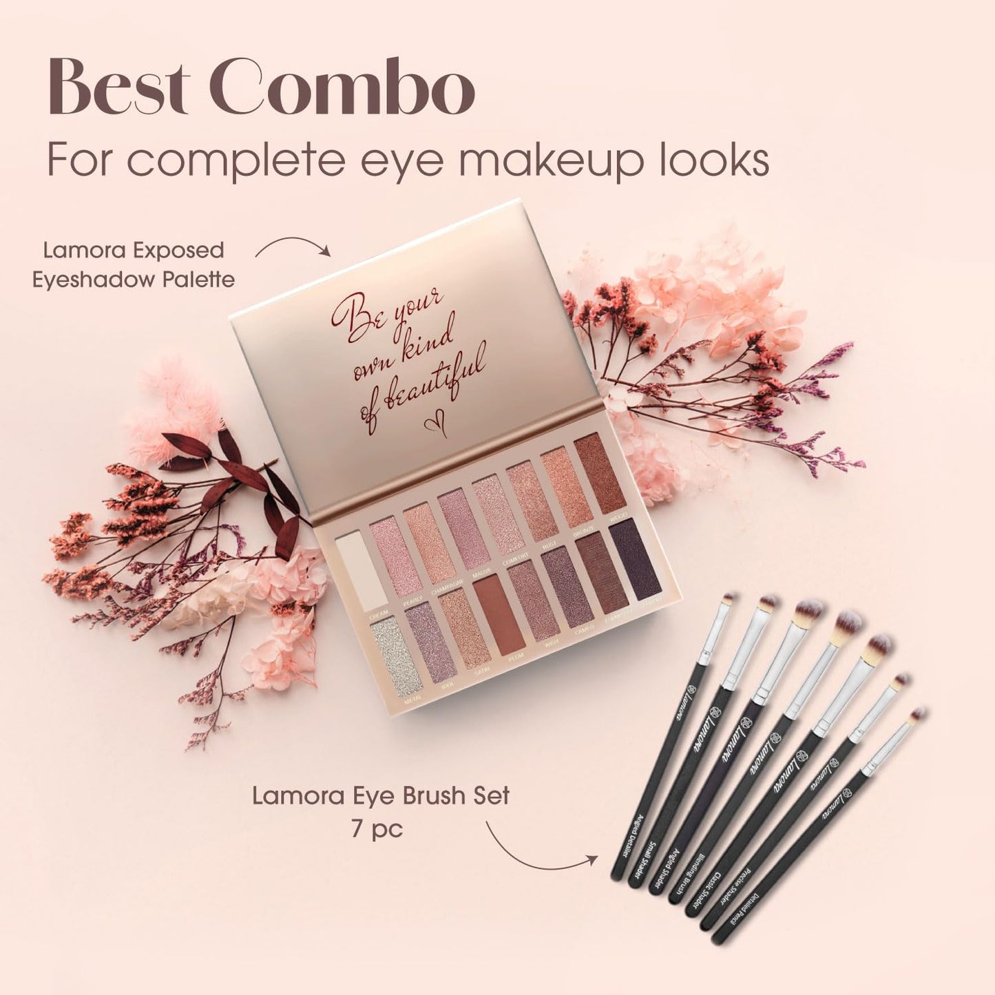 Lamora Eyeshadow Palette Makeup - Eye Makeup Palette with 16 Highly Pigmented Matte & Shimmer Shades - Vegan & Blendable