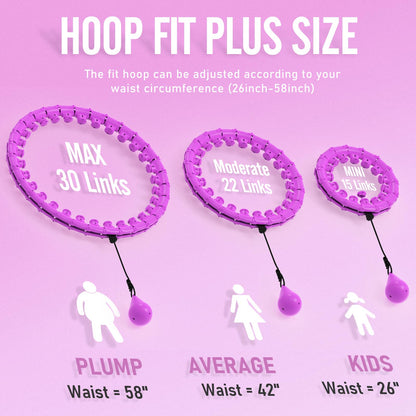 JKSHMYT Weighted Hula Circle Hoops for Adults Weight Loss, Infinity Fit Hoop Plus Size, 30 Detachable Links, Exercise Hoop for Women and Beginners (Purple)