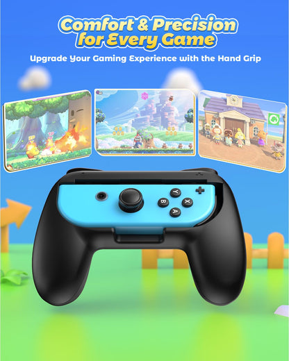 FYOUNG Hand Grips for Switch and Switch OLED Model Controllers, Grip for Switch for Joy Con - Black(2 Packs)