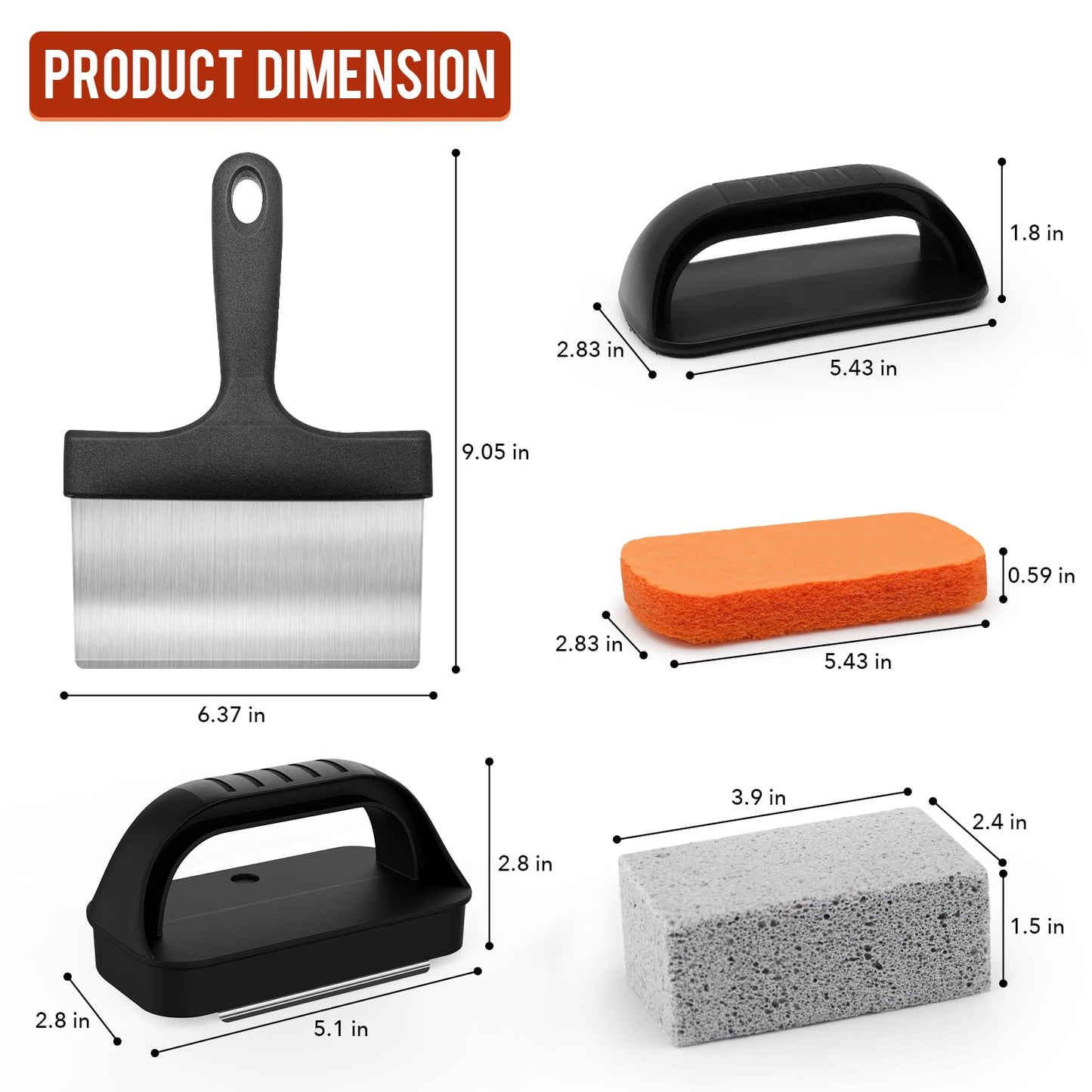 Griddle Cleaning Kit for Blackstone, Flat Top Grill Cleaning Kit with Grill Stone, Griddle Scraper & Griddle Brush Easy to Remove Stain
