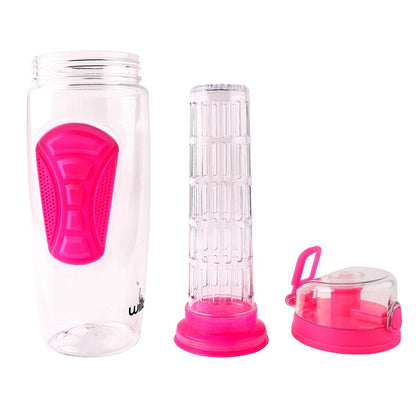 Fruit Infuser Water Bottle 32oz Willceal- Durable, Large - BPA Free Tritan, Flip Lid, Leak Proof Design - Sports, Camping (Pink)