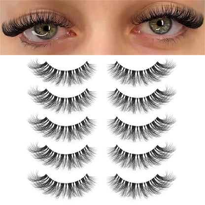 KSYOO False Eyelashes Cat Eye Lashes Wispy Lashes Clear Band V1 Russian Strip Lashes That Look Like Extensions D Curl Cat Eye Lashes Natural Look Faux Mink 3D Fluffy Russian Strip Eyelashes