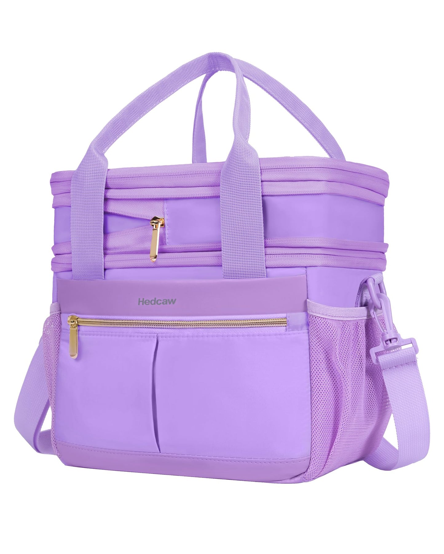 Hedcaw Lunch Box for Women Double Deck Insulated Lunch Bag Women Expandable Leakproof Reusable Lunch Cooler Bag for Work, Office, Picnic, Purple
