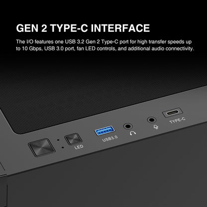 GAMDIAS ATX Mid Tower Computer Case Tempered Glass, Gaming PC Case Support Dual 360mm AIO/Radiator, 7x120mm Case Fans (4X 120mm Built-in), 420mm GPU/VGA, USB3.0X 2, Type C x1, 170mm CPU Cooler