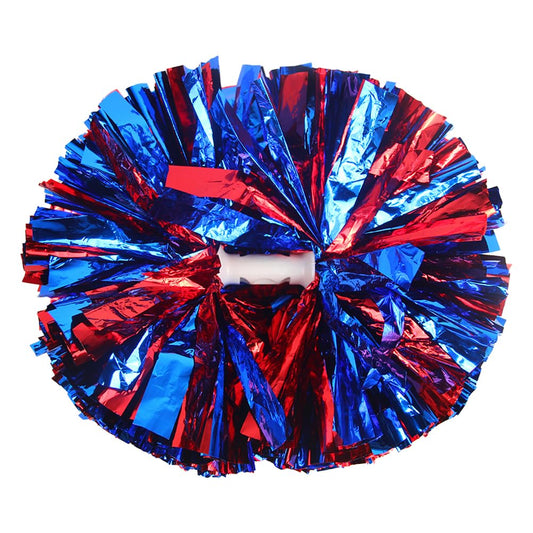 Hooshing 2PCS Blue and Red Pom Poms Cheerleading with Baton Handle for Team Spirit Sports Dance Cheering