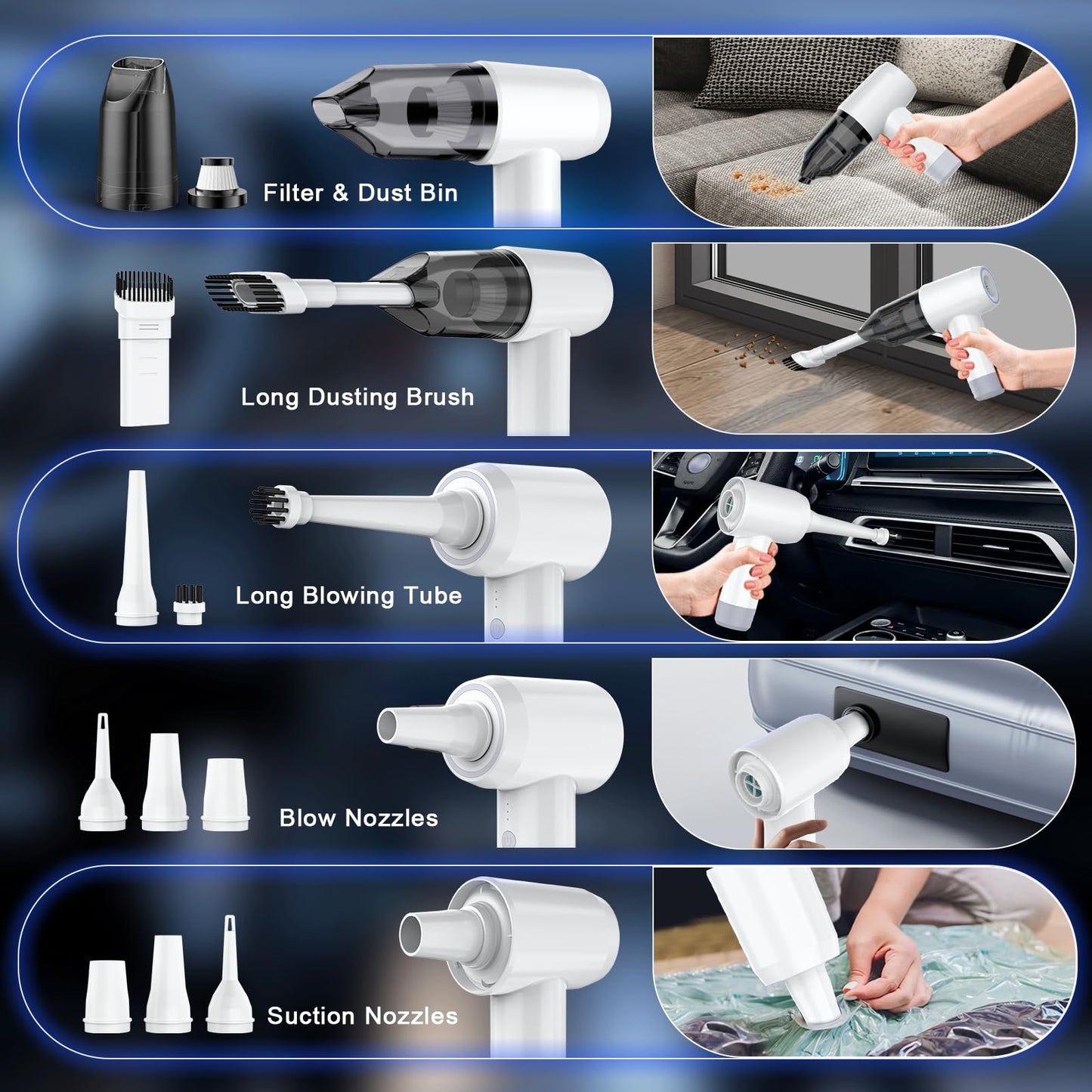 Desk Vacuum, Mini Desk Vacuum Cleaner for Keyboard , Rechargeable Cordless Compressed Air Duster for Keyboard Vacuum, Computers Electric Air Duster, Handheld Car Vacuum Cleaner for Shop Offices Car