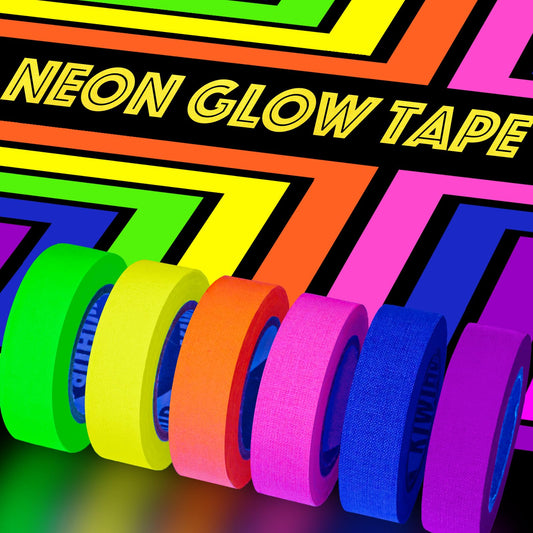 KIWIHUB Neon Fluorescent Gaffer Tape, 6-Color UV Blacklight Reactive Glow in The Dark Tape for Glow Parties, Theater Stages, Dance Floors (0.6" x16.5ft per Roll)