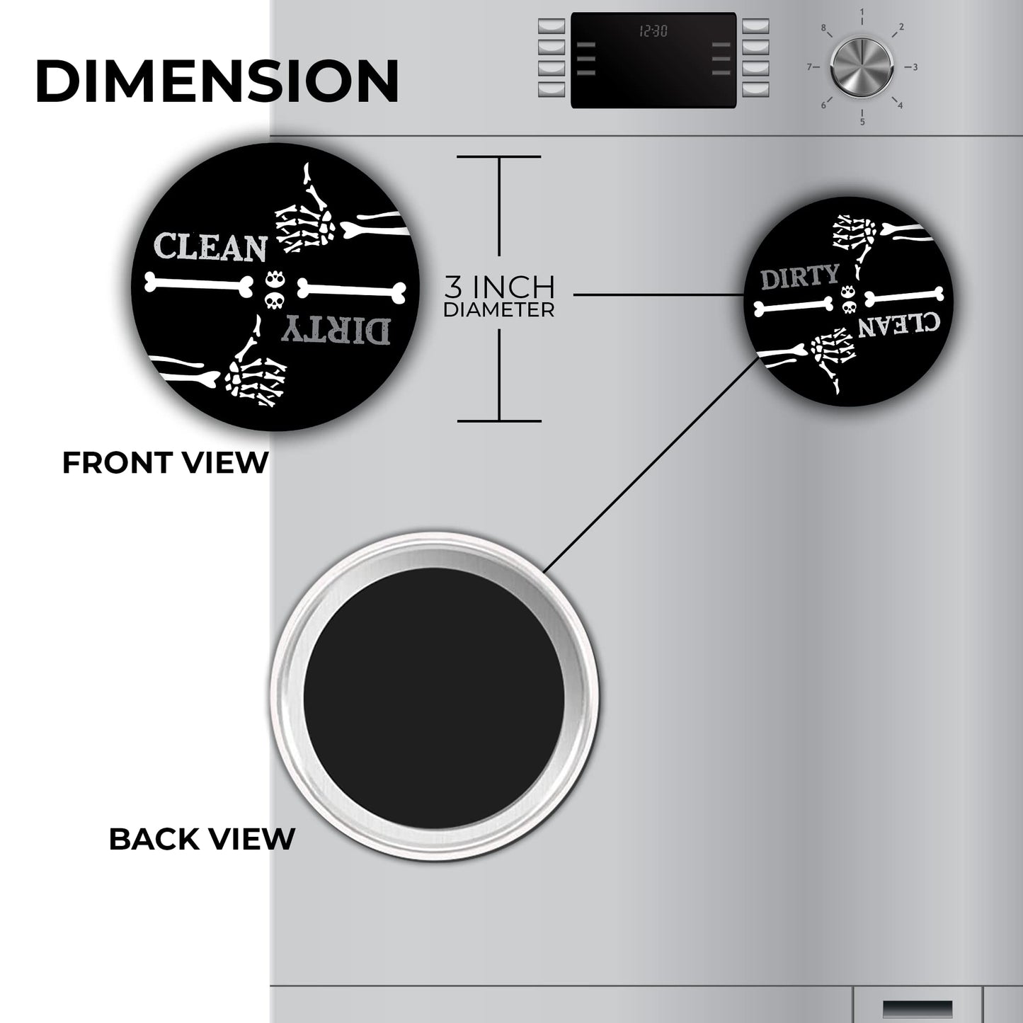 Creepy Skeleton Hand Thumbs Up/Down Dishwasher Magnet – Humorous Gothic Clean/Dirty Sign for Home & Office, Quirky Kitchen Decor, Ideal Gift for Gothic Enthusiasts