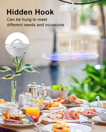 Edvision 4 Pack Food Table Fan, 2000mAh USB Powered Rechargeable Food Fan, Portable Fan with Flexible Goose-Neck and Soft Blades for BBQ, Patio, Party (White)