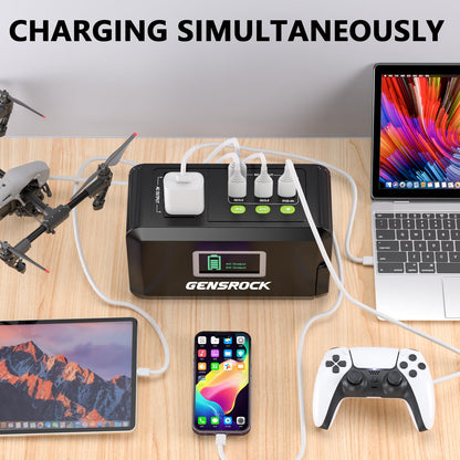 GENSROCK Portable Power Station, 88Wh Solar Generator(Solar Panel Not Included), Lithium Battery Power Bank with 110V/150W Peak AC Outlet, LED Flashlight for CPAP Home Camping Travel Emergency.