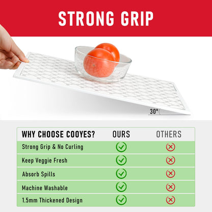 Cooyes Non Slip Refrigerator Liners, 2-in-1 Fridge Mats and Fresh-Keeping Shelf Liners, Absorbs Excess Moisture, BPA-Free, Multiple Sizes for Glass Shelves Kitchen Cabinets Drawers, 6 Pack, 12" × 24"