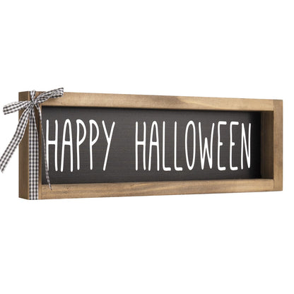 flangairy Happy Halloween Sign, Wooden Halloween Table Centerpiece Decorations for Home, Indoor Home Decorative Signage Wall Shelf Desk Fireplace Mantle Rustic House Decor