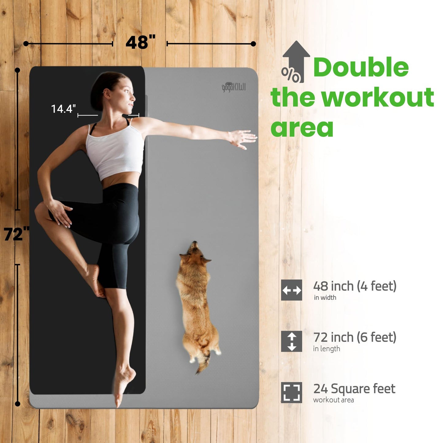 Large Yoga Mat (6'x4') – 1/4" & 1/2" Thick Exercise Mats for Home Workout, Extra Wide Workout Mats for Home Gym, Yoga, Pilates, Stretching, Floor & More