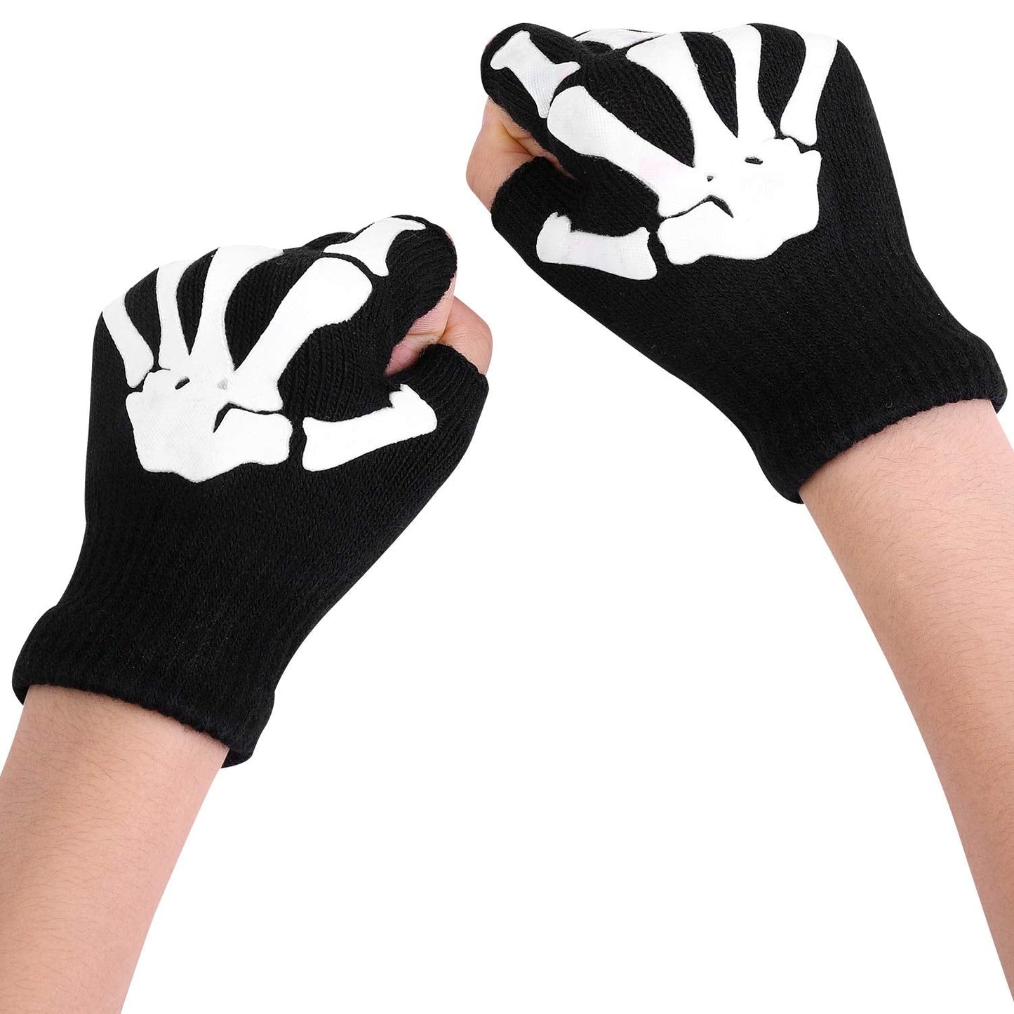 Cooraby Halloween Skeleton Gloves Glow in the Dark Knitted Mechanic Gloves