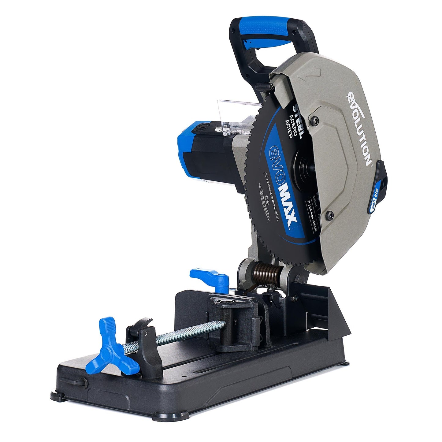 Evolution S14CPS 14" Heavy-Duty Metal Cutting Chop Saw | 3,500+ Cuts with EVOMAX14ST Blade | 14" Blade Compatible | Industrial Power Saw, Soft Start Motor, E-Brake, Precision Shadow Line Guide